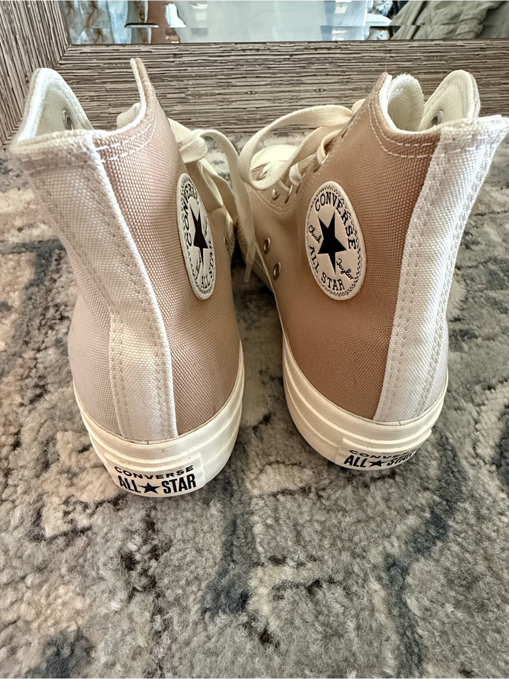 Converse High Top Sneakers in Cream and Light Pink - Picture 6 of 7
